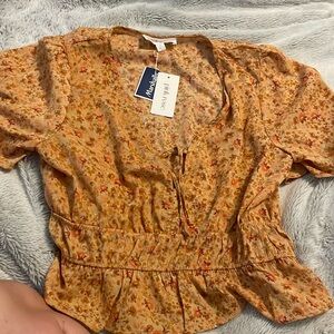 Pink Rose Brand Orange Floral Blouse New with tags